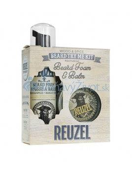 REUZEL Wood & Spice Beard Try Me Kit dárková sada (balzám na vousy 35g + pěna na vousy 70ml)