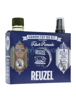 REUZEL Fiber Pomade Groom Try Me Kit dárková sada (šampon Daily Shampoo 100ml + pomáda Fiber Pomade 35g + sprej Clay Spray 100ml)